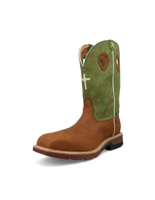 Botas de Trabajo Twisted X Para Hombre Pull On Caramelo Café Verde MXBNW07 Foto 1 de 4