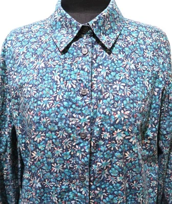 *Size 14 Sportscraft Blue & Pink Floral Liberty Cotton Blouse- 54.5cm Bust - image 1 of 4