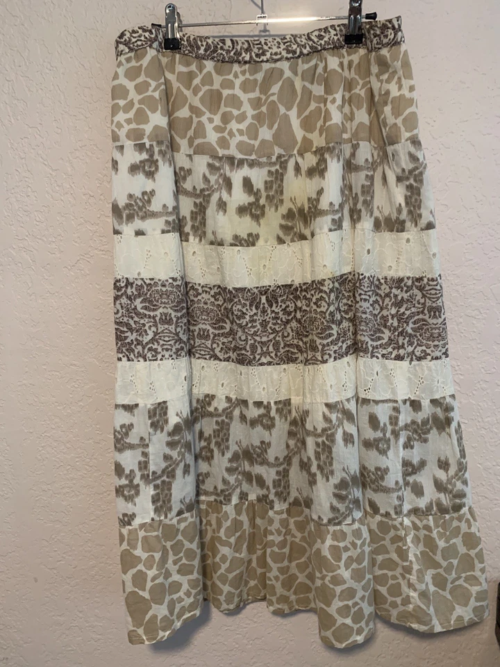 Saia Elementz Boho camadas ilhós, padrões taupe totalmente forrados Tamanho PS - Imagem 1 de 3