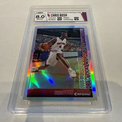 Bowman Chrome Refractor #27 CHRIS BOSH Raptors NBA HOF 2005-06/300 HGA 8 casi nuevo-como nuevo Foto 1 de 4