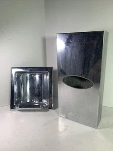 VTG Recessed Soap Dish And Tissue Box Stainless Chrome Silver - Picture 1 of 17