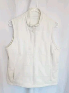 Lands' End Fleece Winter Cream White Vest Women's Size Large(14-16) NEW- J3 - Picture 1 of 4