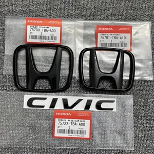 3 PIEZAS PARA HONDA CIVIC SEDÁN 2016-2021 BRILLO NEGRO H EMBLEMA INSIGNIA DELANTERA TRASERA - Imagen 1 de 5