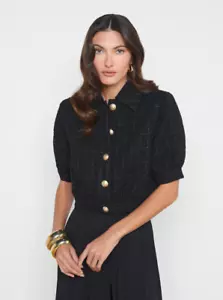 NUEVA AUTÉNTICA CHAQUETA DE TWEED RECORTADA L'AGENCE Cove negra - Imagen 1 de 4