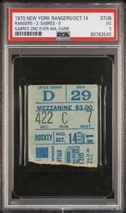 10/14/70 New York Rangers Buffalo Sabres NHL Hockey Ticket Stub Sabres 2nd Game - Picture 1 of 2