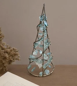 Metal Gold Cone Shape CHRISTMAS TREE Jeweled Leaves 22”H 10.5”W - Picture 1 of 8