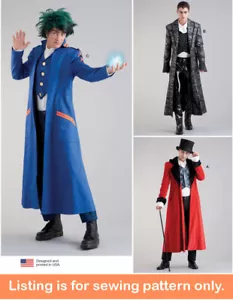 SEWING PATTERN Sew Mens Costume Long Trench Coat Wizard Vampire Steampunk 11602 - Picture 1 of 3