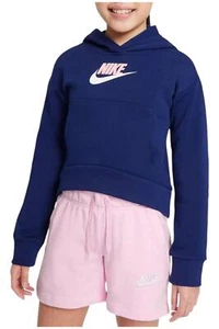 Nike Kids Girl's Sportswear Club Pullover Fleece Hoodie Blue /Arctic - Picture 1 of 2