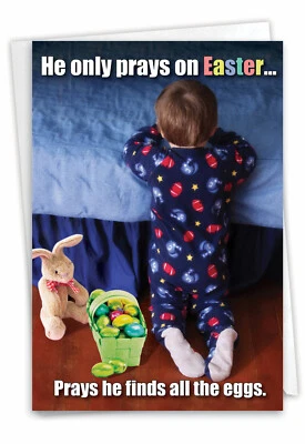 9863 Easter Card: Pray on Easter Easter Greeting Card w/ Envelope - NobleWorks - Image 1 of 4