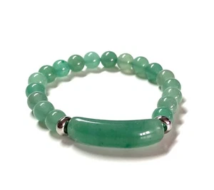 Authentic jade jadeite Green Myanmar Burmese bracelet Retangle bead bangle 04002 - Picture 1 of 3