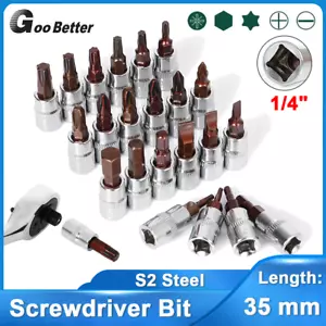 Slotted Phillips Pozi Hex Torx Bit Socket 1/4" Drive S2 Steel Screwdriver Bits - Picture 1 of 39
