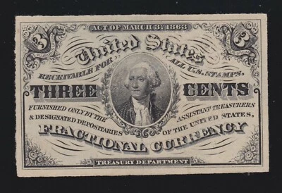 US 3c Fractional Currency Note FR 1226  Ch CU (12) - Image 1 of 2