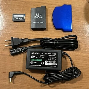 QUALITY Sony PSP 2000 PSP 3000 Kit - Battery, Charger, Blue Cover, 64gb Memory - Picture 1 of 3