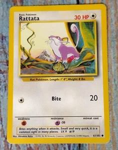 Pokemon Card Rattata 61/102 Base Set Basic Common 1999 - Picture 1 of 4