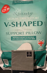 V Shaped Pillow and Grey Case Cover Orthopedic V-Neck Support Pillow & Case