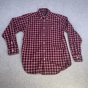 Polo Ralph Lauren Cotton Red Plaid Long Sleeve Button Up Shirt Boys Medium 10/12 - Picture 1 of 6