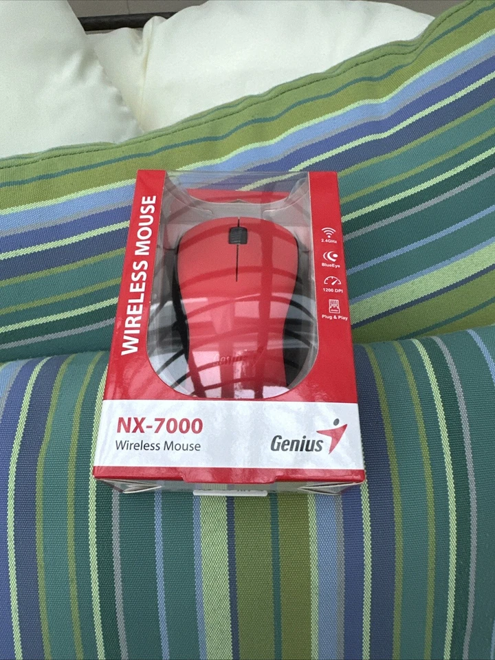 Mouse Wireless Optical Ambidextrous Scroll Wheel Genius Nx-7000 Red 1200 DPI - Image 1 of 2