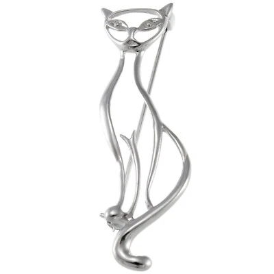 Sterling Silver Cat Brooch with presentation gift box - Image 1 of 4