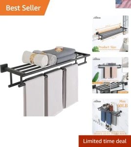 Towel Rack,Large Towel Holder Towel Shelf with Double Towel Bars for Bathroom... - Picture 1 of 8