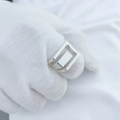 Plain Wide Signet Ring 925 Sterling Silver Square Cut Ring Handmade Ring Jewelry - Image 1 of 4