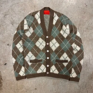 Vintage 70er Jantzen Mohair Argyle Cardigan Preppy Grunge Nadeln Designer Strick - Bild 1 von 4