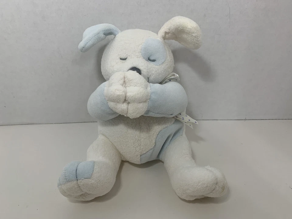 Kids II 2 prayer praying white blue puppy dog polka dot bow SPOTS NO SOUND - Image 1 of 4