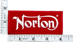 Embroidered Patch - Red/White - Motorcycles - NEW - Iron-on - Norton - Picture 1 of 1