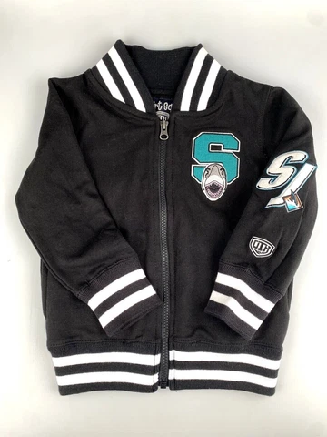 San Jose Sharks Toddler Varsity Jacket Size 2T Black Squirt Squad OTH NWT Cover