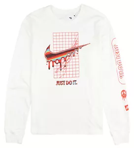 NIKE Heatwave Drip Logo Long Sleeve Shirt sz L Large White Red Air Max - Picture 1 of 7