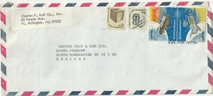 1981 USA oversize cover sent from N. Arlington NJ to North Ferriby Humberside - Picture 1 of 2