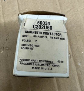 Lot/2 ARROW HART C302U60,  30A 480 VAC Magnetic Contactor. 60034 - Picture 1 of 3