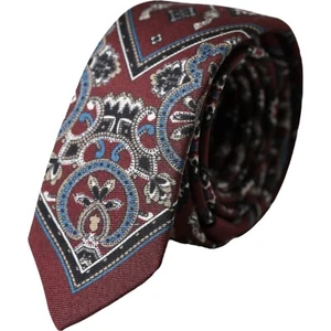 DOLCE & GABBANA Tie Bordeaux Printed 100% Silk Adjustable Men Necktie RRP 360usd - Picture 1 of 6
