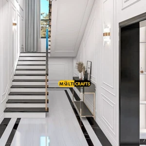 Elegant White Marble Inlay Flooring for Contemporary Homes and Offices - Picture 1 of 5
