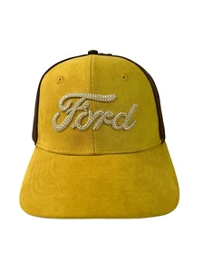 Ford Ball Cap Yellow Brown Mesh Baseball Hat Adjustable Back H3 Headware OSFM - Picture 1 of 13