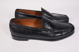 G.H. Bass Weejuns Larson III Men's 9.5D Leather Embossed Crocodile Penny Loafers - Picture 1 of 11