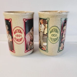 Two Vintage Watkins Almanac Coffee Mugs Stoneware made in England 12 oz. - Picture 1 of 10