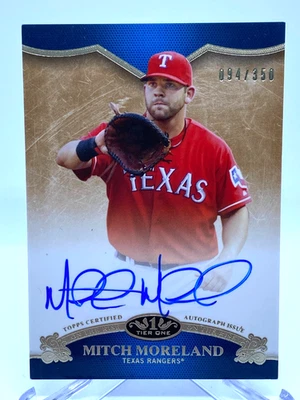 2012 Topps Tier One On the Rise Auto Mitch Moreland #OR-MMR Rangers #094/350 - Image 1 of 2