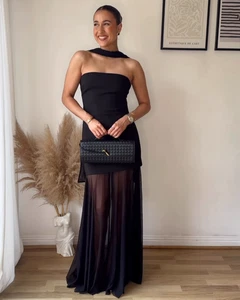 ZARA NEU MIT ETIKETT 2025. SCHWARZES KONTRAST TRANSPARENTES KLEID COLD SHOULDERS. 4772/238/800 - Bild 1 von 10