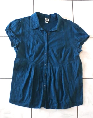 Route 66 VTG 100% Cotton Tunic Top 1X Coastal Gauzy Lagenlook Boho Button H228 - Image 1 of 4