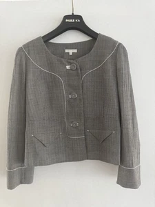 Paule Ka Grey & White Pure Wool Jacket with piping size 42 10 12 - Picture 1 of 12