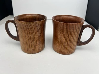 Juego de 2 tazas de café de madera hechas a mano tazas de té de agua de madera maciza Foto 1 de 4
