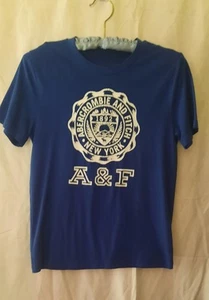 ABERCROMBIE AND FITCH Boys Navy Blue Logo Short Sleeve T-Shirt. Size 11/12 - Picture 1 of 5