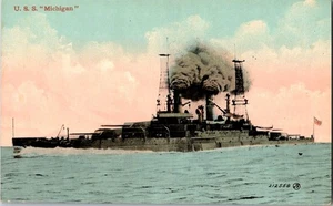 USS Michigan (BB-27) battleship WWI-era Postcard - Picture 1 of 2