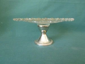 Piccolo supporto per torte vintage Duchin Creation argento sterling e vetro piedistallo - Foto 1 di 6