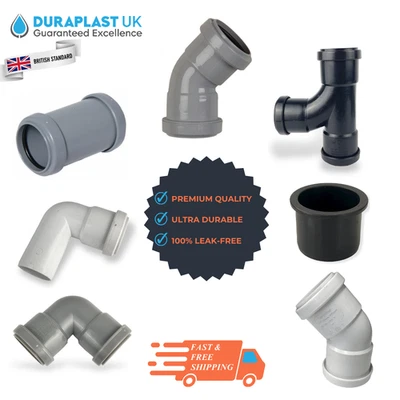 BATHROOMSANDTAPS Push-fit waste fittings 40mm | Grey Duraplast FREE SHIP