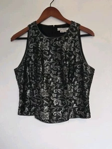 Kay Unger Evening Damen 12 ärmellos schwarz Blumen Perlen Grunge Whimsigoth - Bild 1 von 8