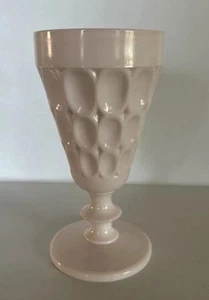 Vintage Jeannette Pink Milk Glass Thumbprint Goblet, Drinking Glass - Picture 1 of 4
