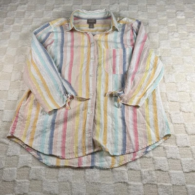 Camisa para mujer Chicos con botones mangas 3/4 rayas pastel con hilo metálico talla 1 Foto 1 de 4