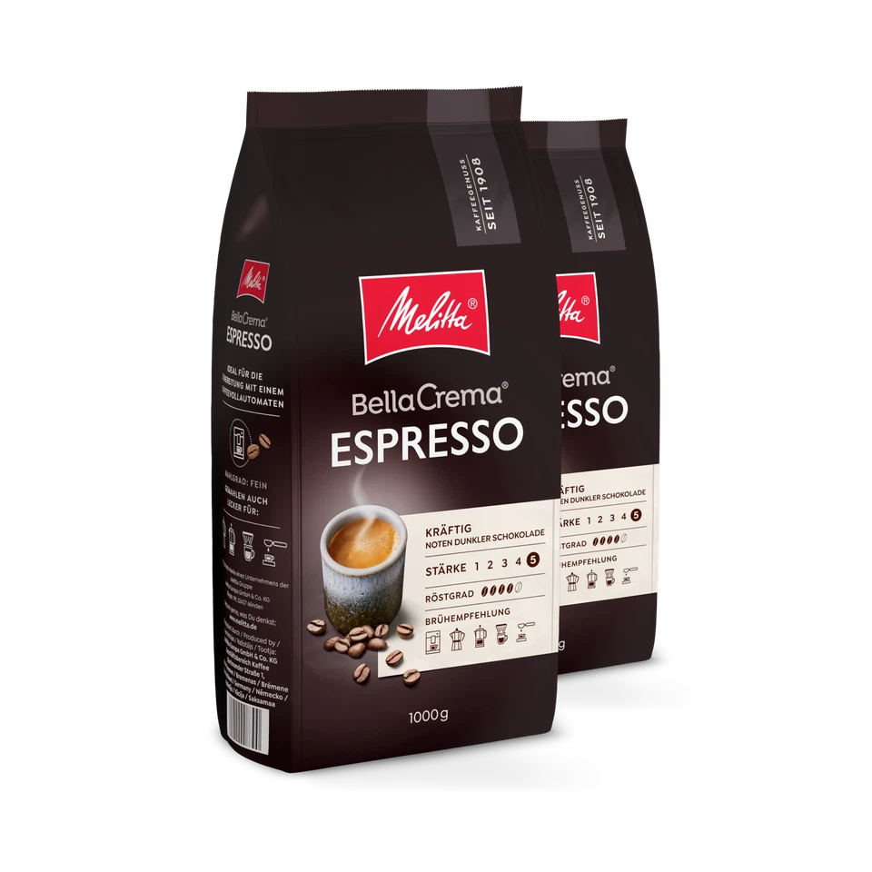 Melitta BellaCrema Espresso Kaffee-Bohnen, für Kaffee-Vollautomaten, im Set - Bild 1 von 4