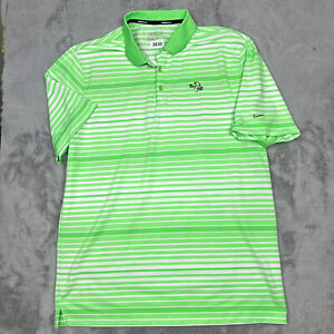 Nike Golf Shirt Mens Extra Large Green Striped Bay Hill Tour Performance